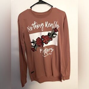 Black Pike Crew Neck Long Sleeve Sweater Sweatshirt Pale Pink Nothing Matters